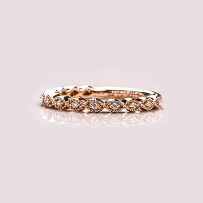 0.16 TCW Round Milgrain Moissanite Wedding Band