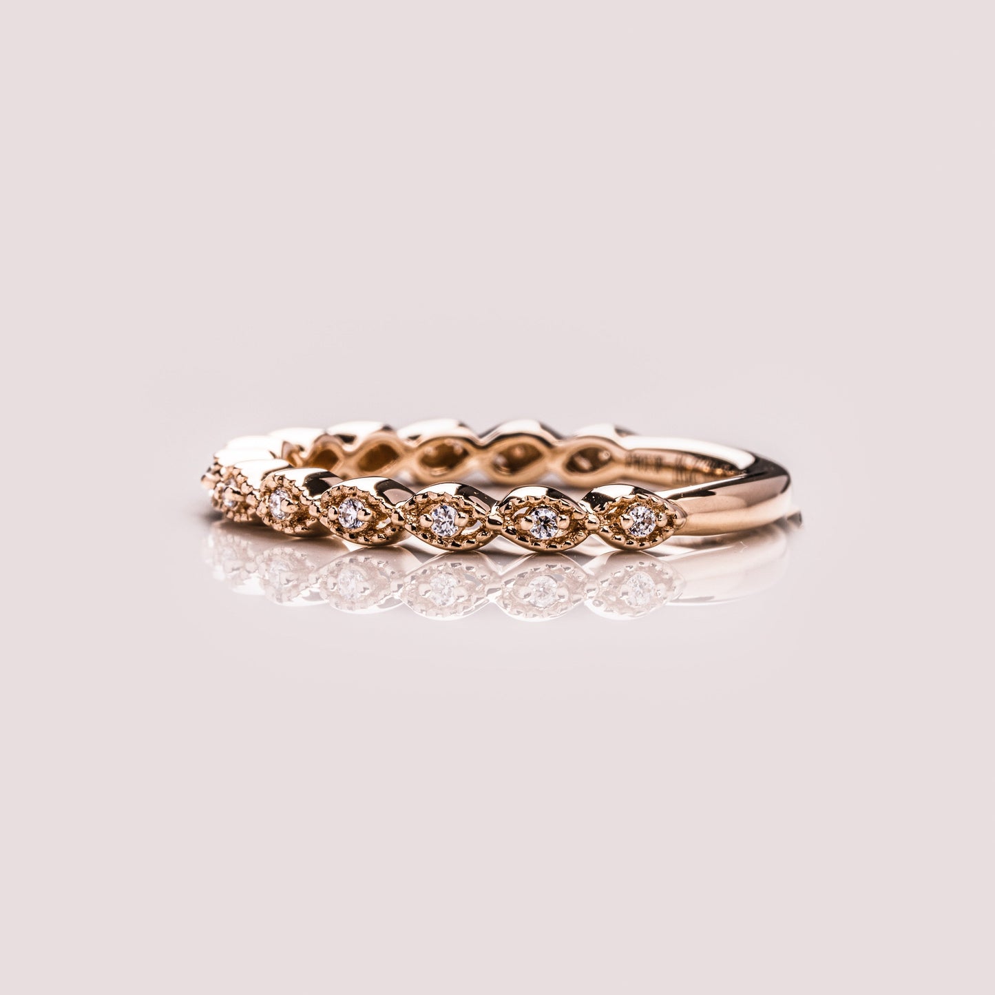 0.16 TCW Round Milgrain Moissanite Wedding Band