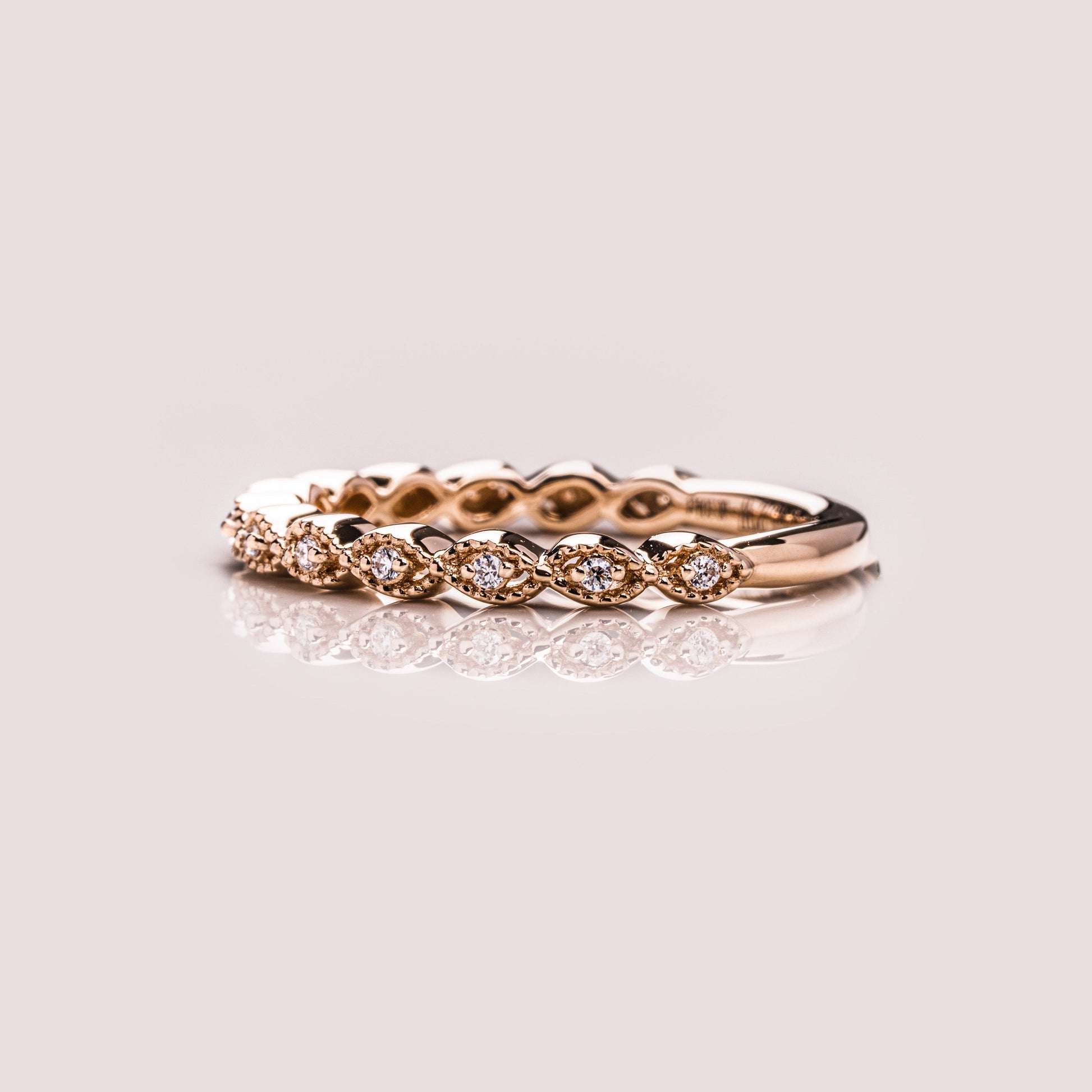 0.16 TCW Round Milgrain Moissanite Wedding Band