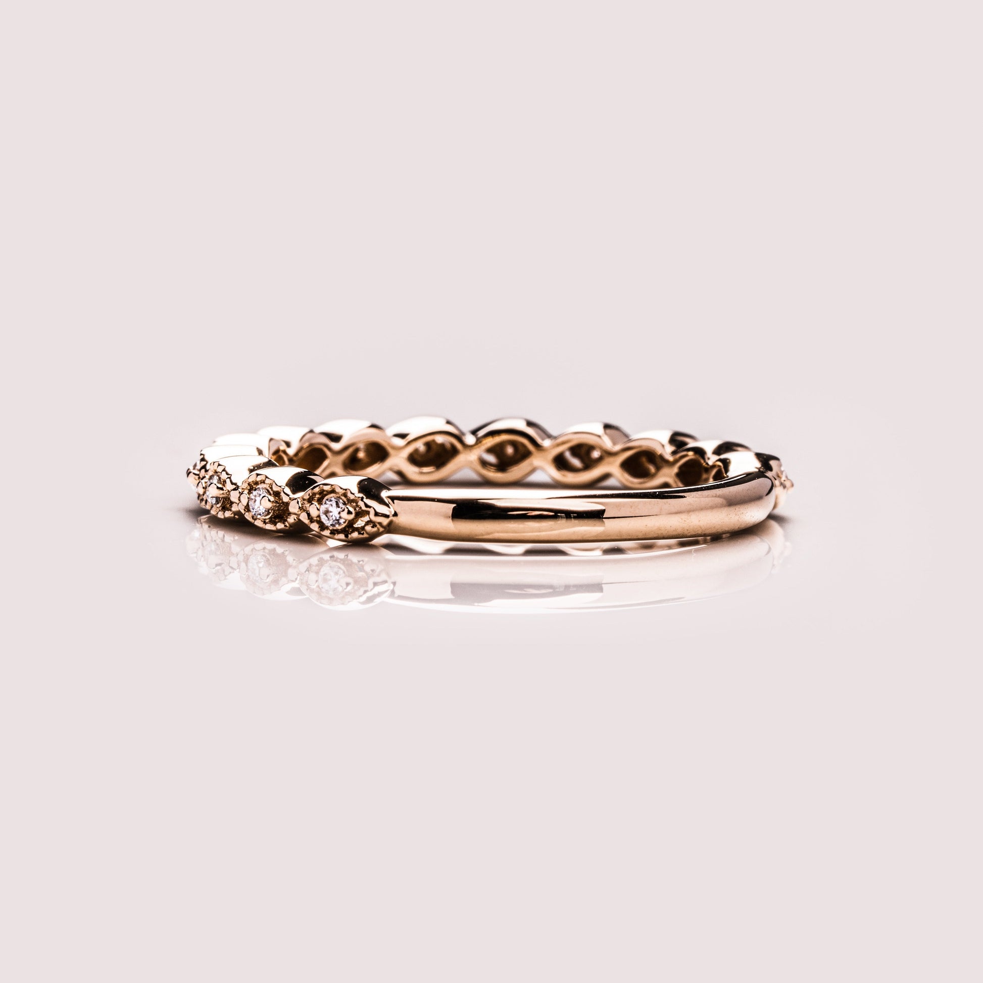 0.16 TCW Round Milgrain Moissanite Wedding Band