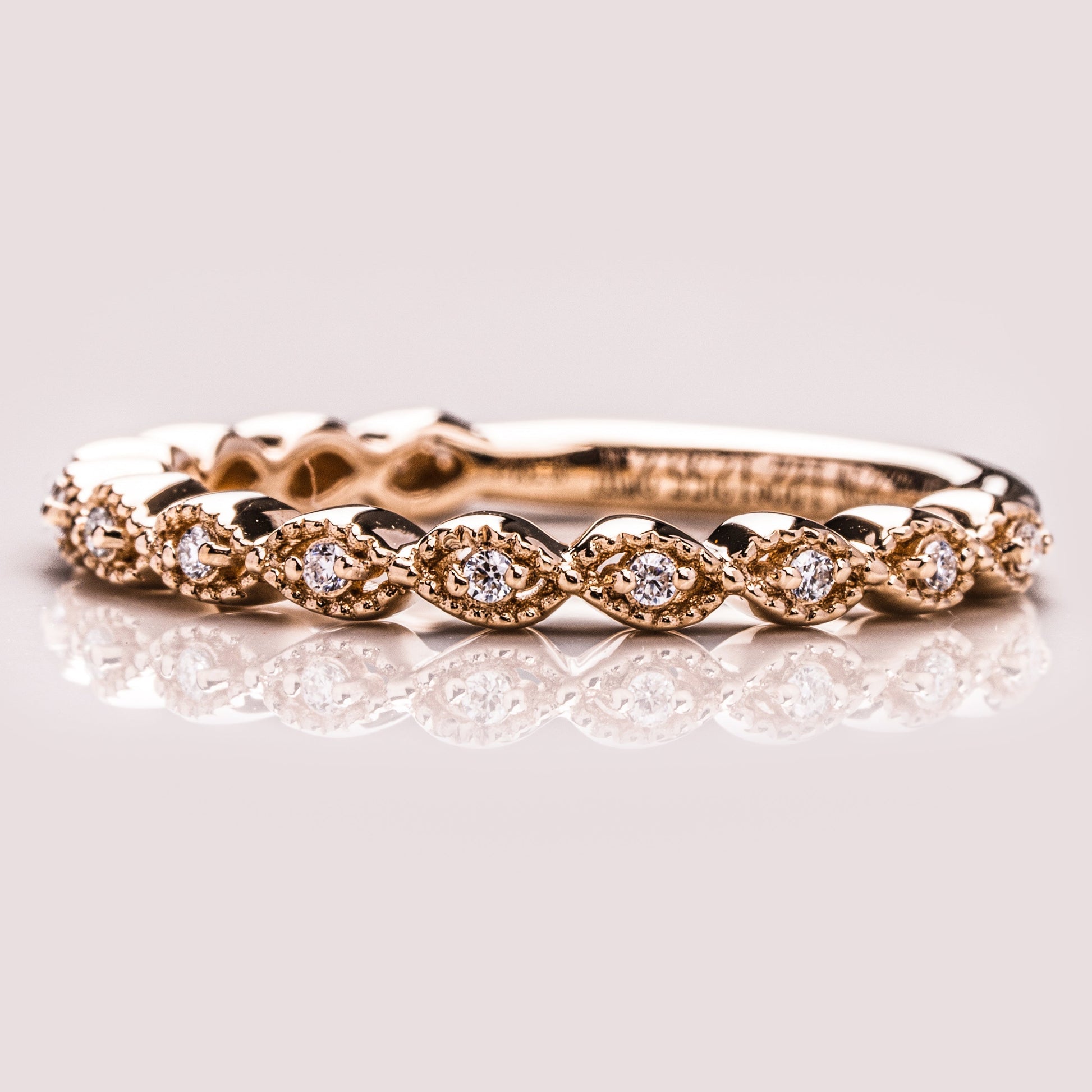 0.16 TCW Round Milgrain Moissanite Wedding Band