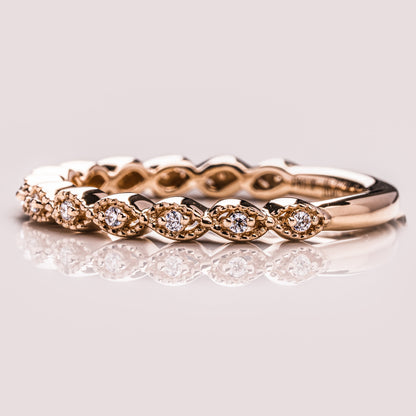 0.16 TCW Round Milgrain Moissanite Wedding Band