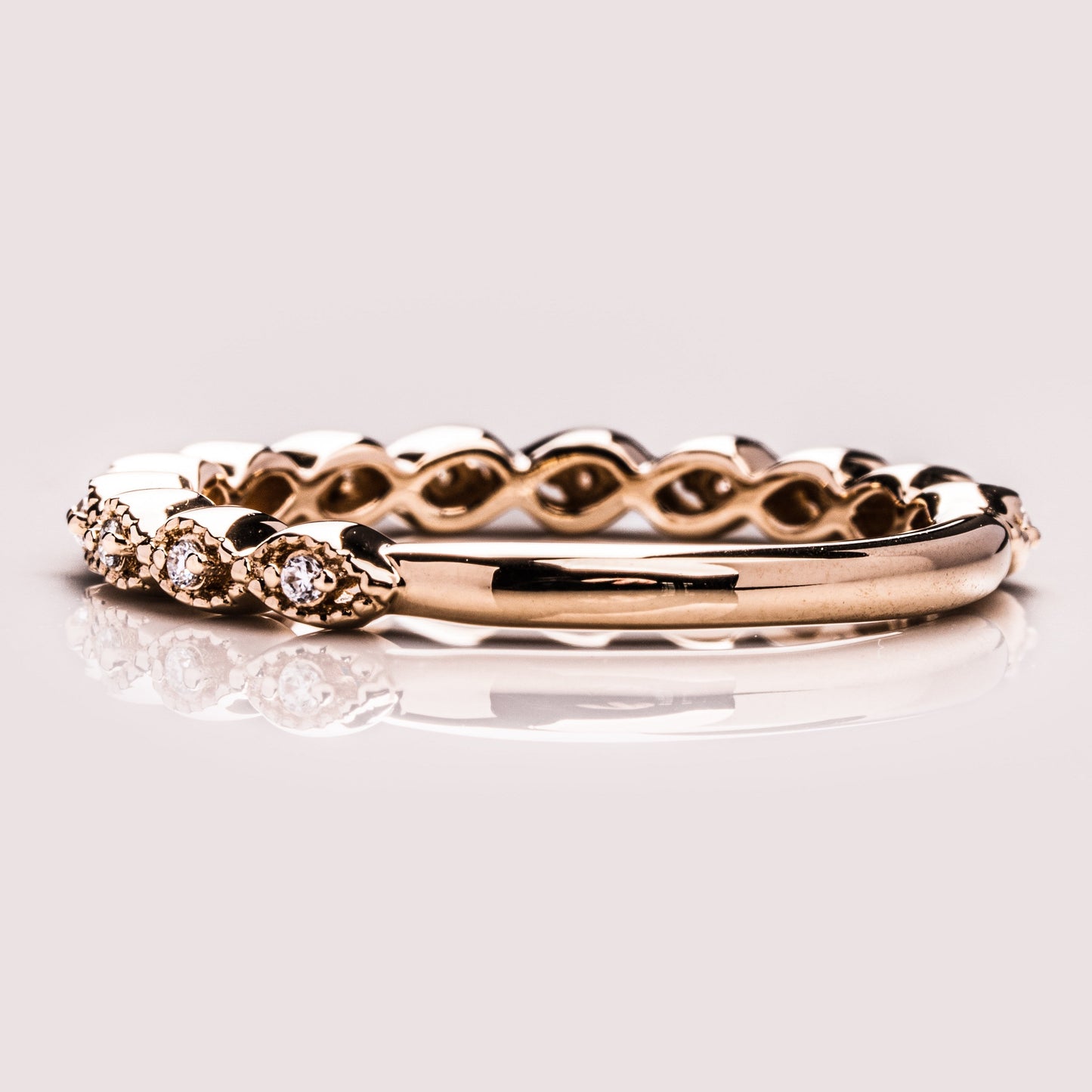 0.16 TCW Round Milgrain Moissanite Wedding Band