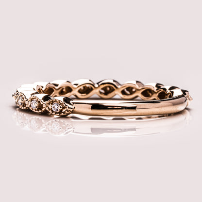 0.16 TCW Round Milgrain Moissanite Wedding Band