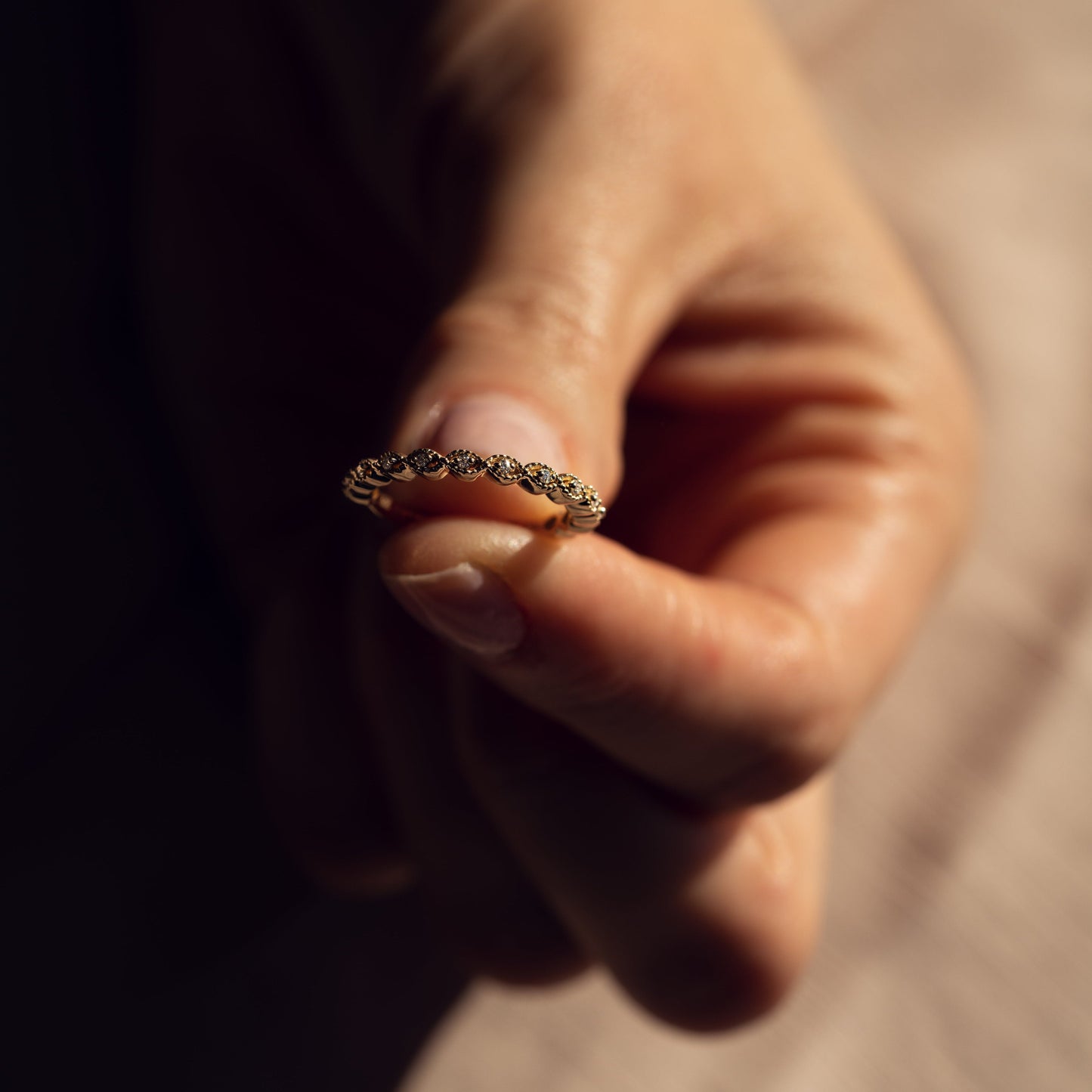 0.16 TCW Round Milgrain Moissanite Wedding Band