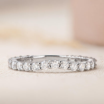 0.63 TCW Round Curved Moissanite Wedding Band