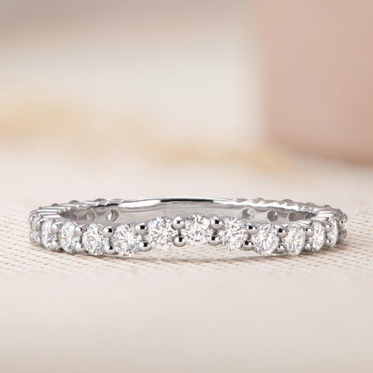 0.63 TCW Round Curved Moissanite Wedding Band