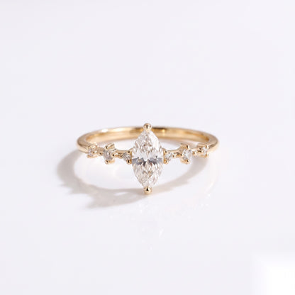 0.5 CT Marquise Dainty Pave Moissanite Engagement Ring