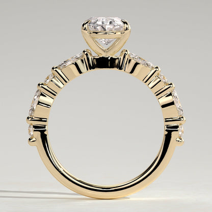 2 CT Oval Cluster Moissanite Engagement Ring