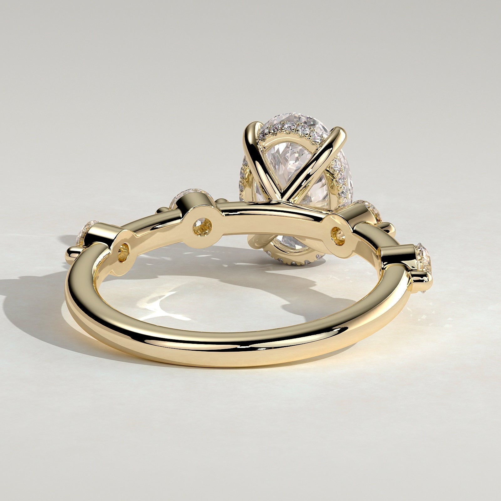 2 CT Oval Hidden Halo & Dainty Pave Moissanite Engagement Ring