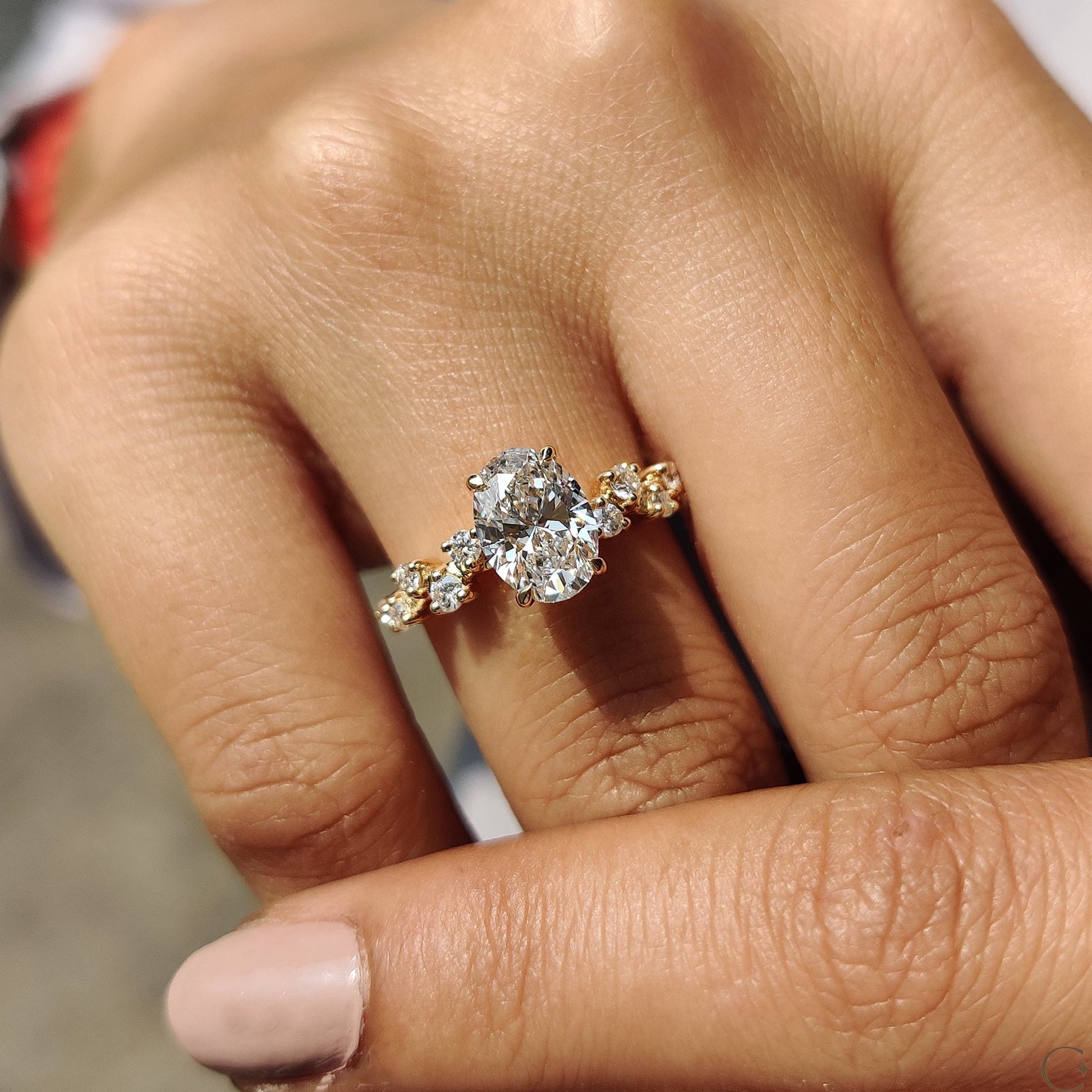 1.50 CT Oval Pave Moissanite Engagement Ring