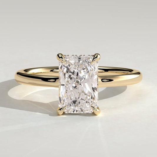 2 CT Radiant Hidden Halo Moissanite Engagement Ring