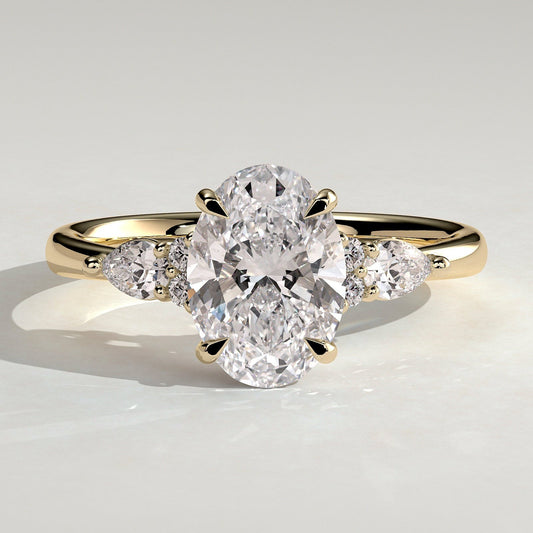 2 CT Oval Cluster Moissanite Engagement Ring