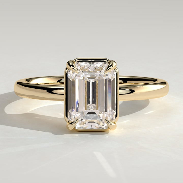 2 CT Emerald Bezel Solitaire Moissanite Engagement Ring