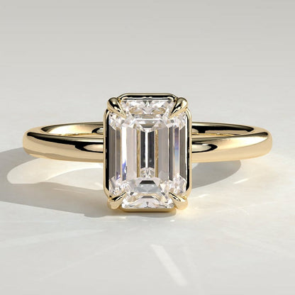 2 CT Emerald Bezel Solitaire Moissanite Engagement Ring