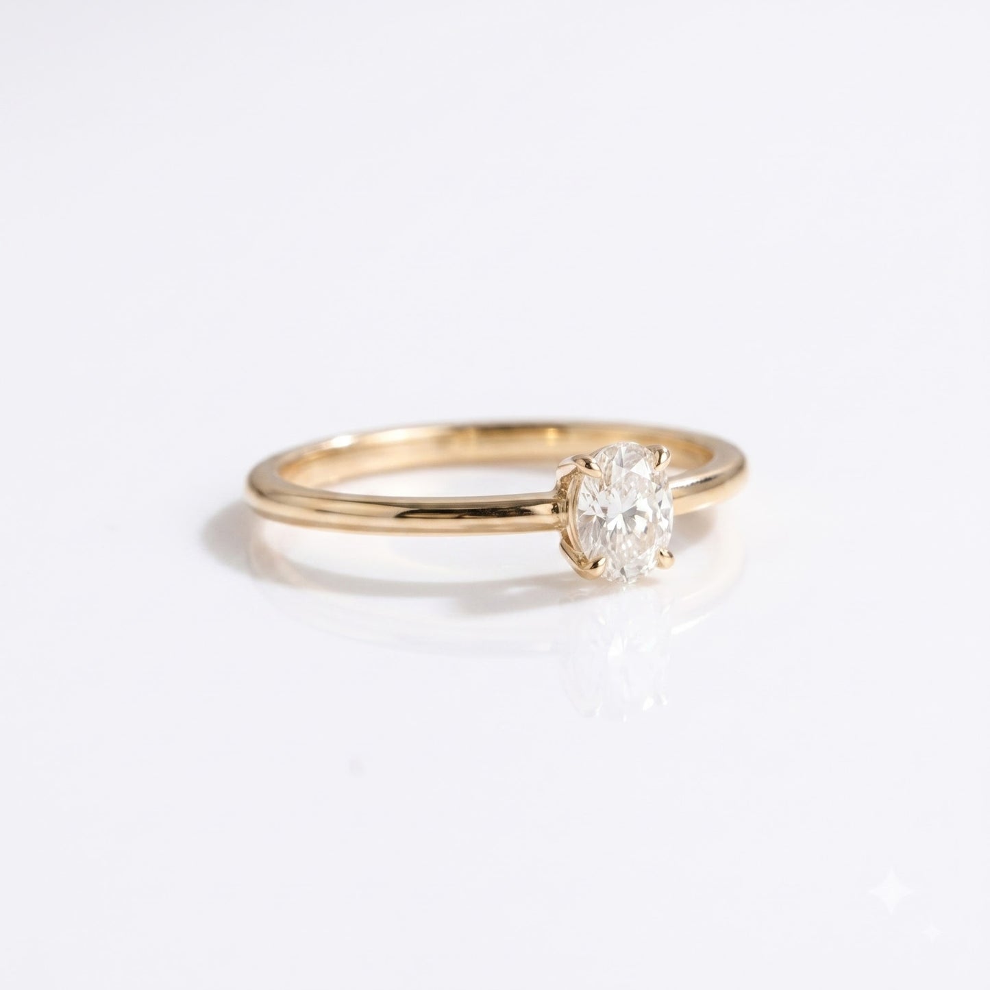 0.15 CT Oval Solitaire Moissanite Engagement Ring