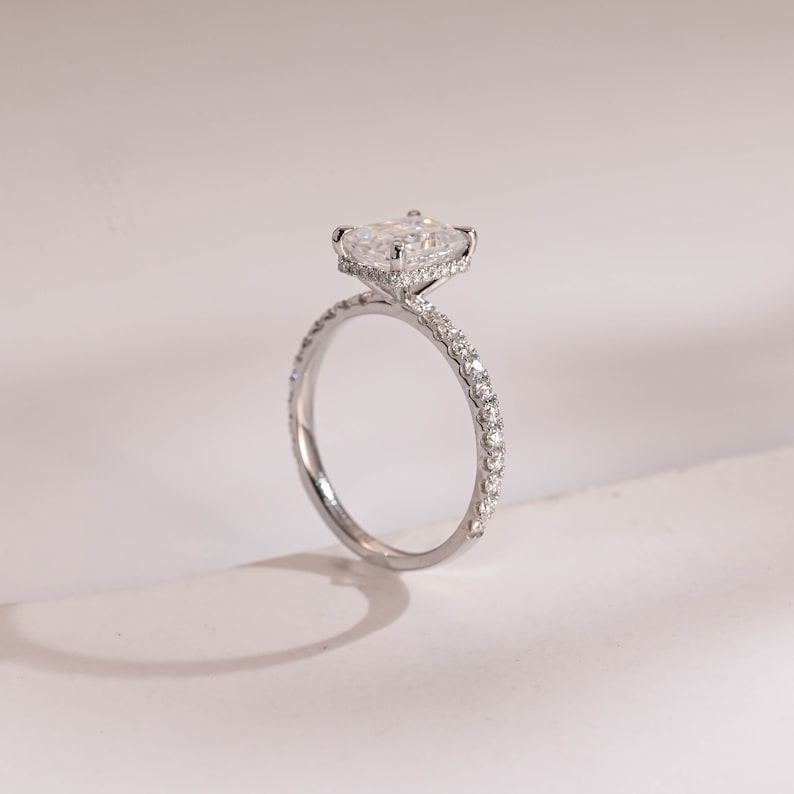 2.0 CT Emerald Pave Moissanite Engagement Ring
