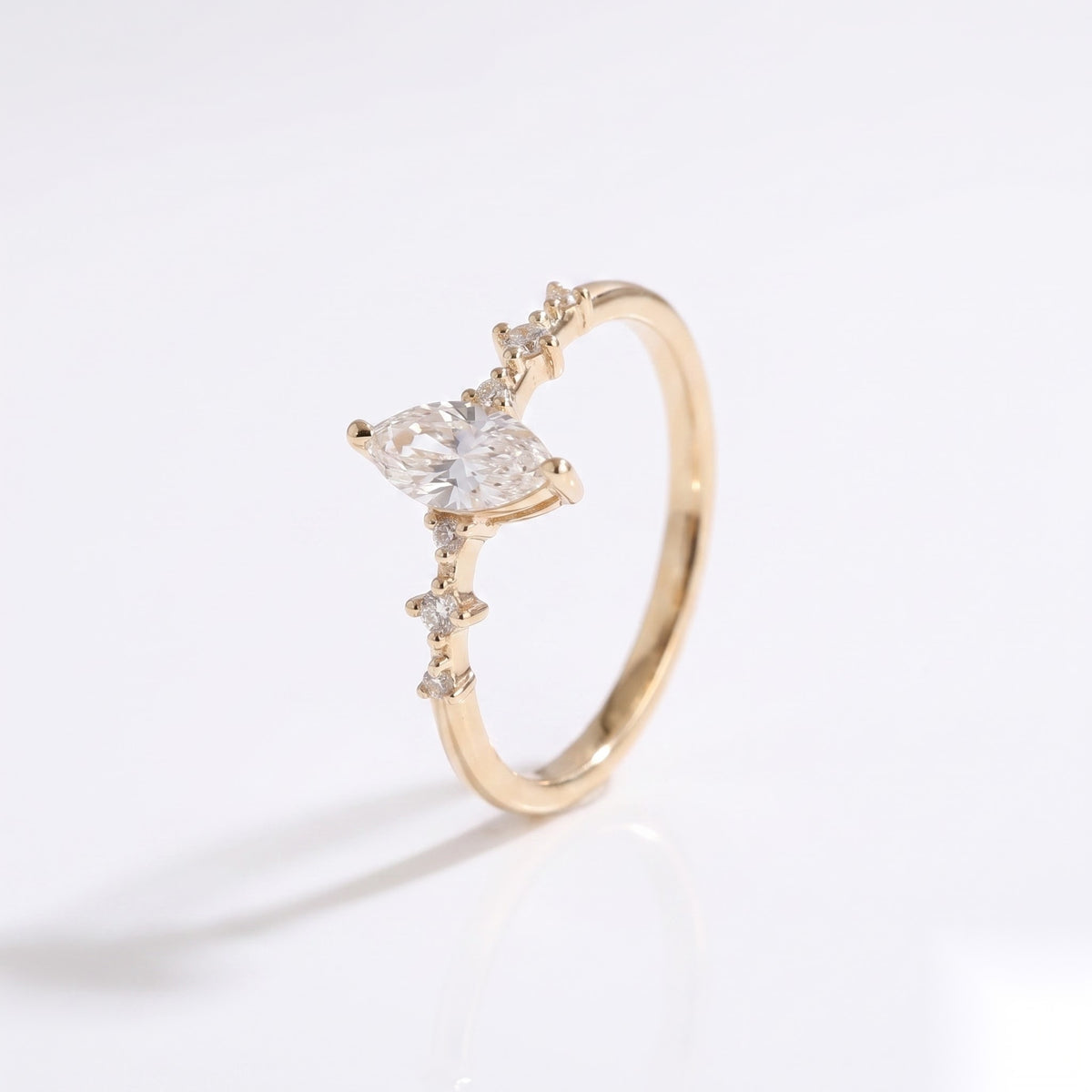 0.5 CT Marquise Dainty Pave Moissanite Engagement Ring