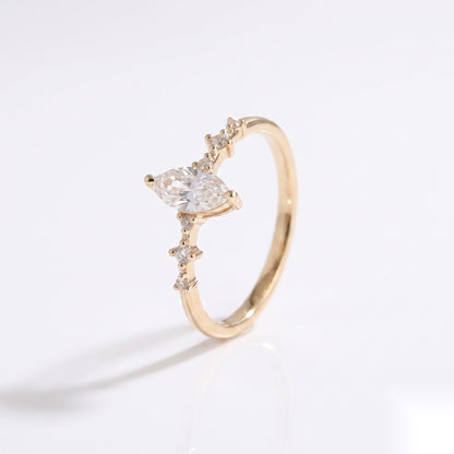 0.5 CT Marquise Dainty Pave Moissanite Engagement Ring