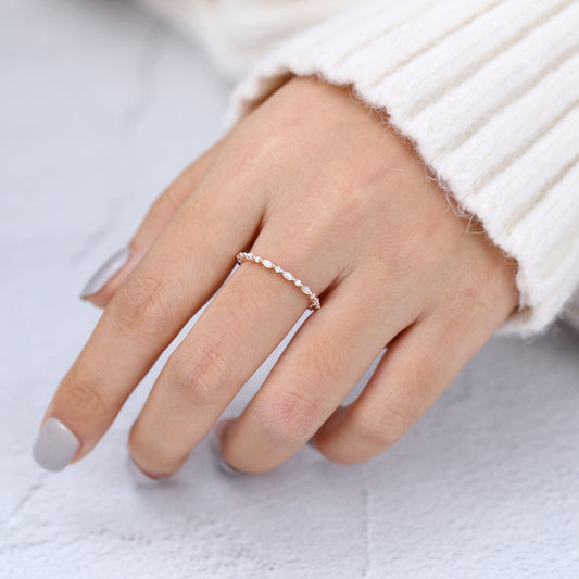 0.6 TCW Marquise & Round Shaped Moissanite Eternity Wedding Band