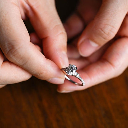 2.0 CT Oval Pave Moissanite Engagement Ring