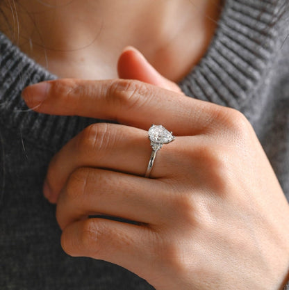 2.0 CT Pear Cluster Moissanite Engagement Ring