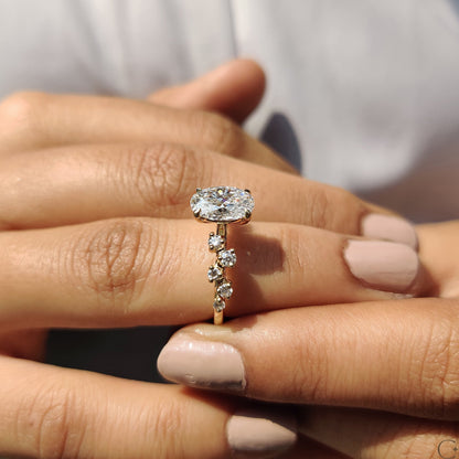 1.50 CT Oval Pave Moissanite Engagement Ring