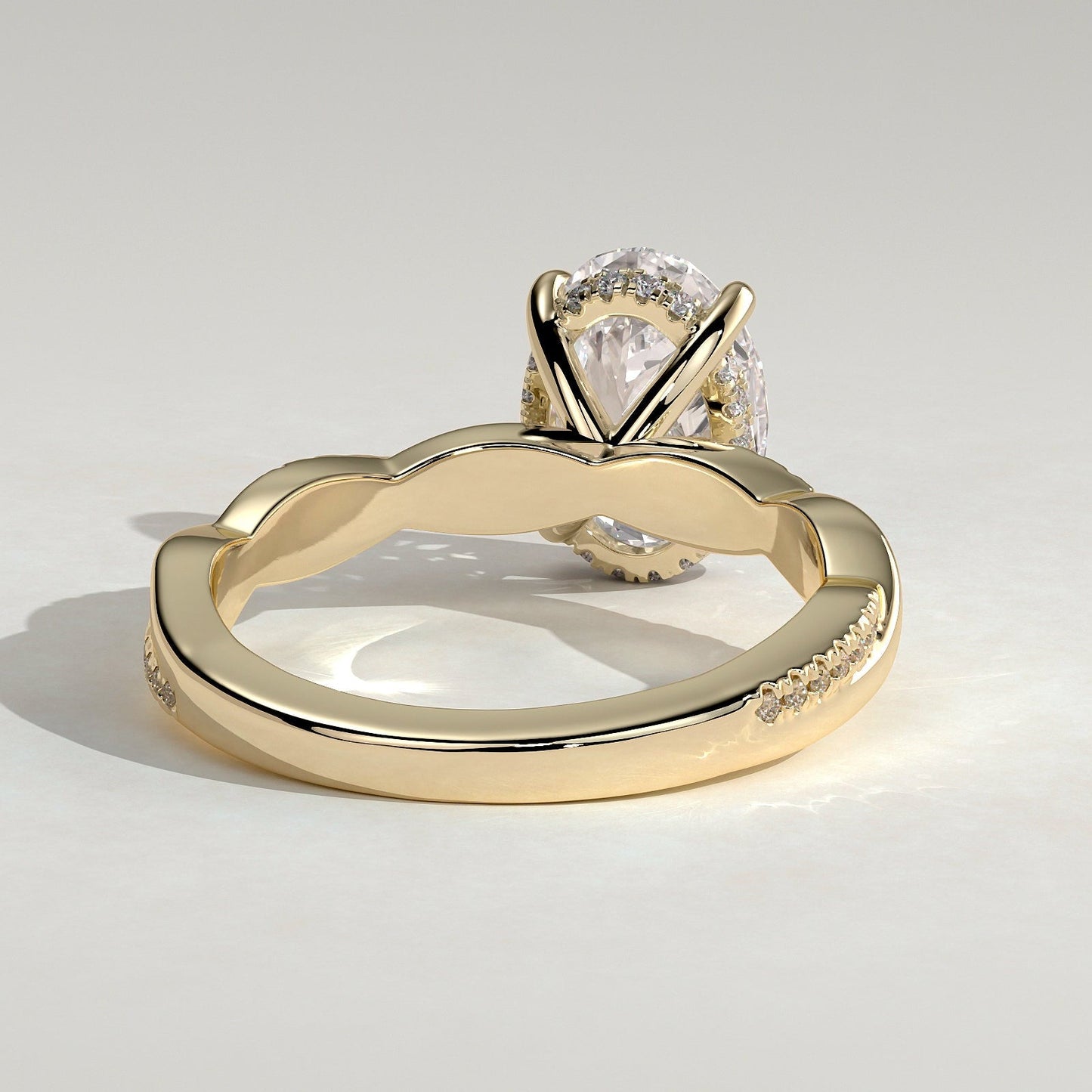 2 CT Oval Twisted Pave Moissanite Engagement Ring