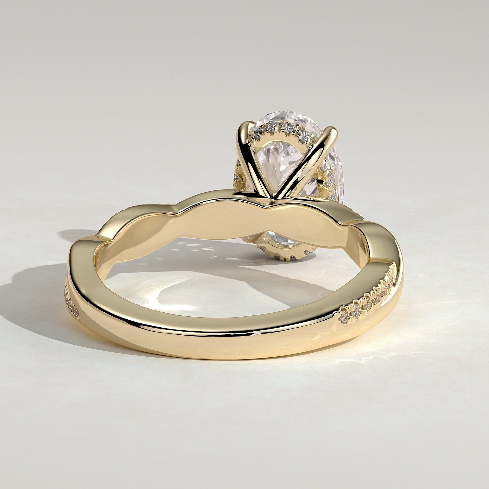 2 CT Oval Twisted Pave Moissanite Engagement Ring