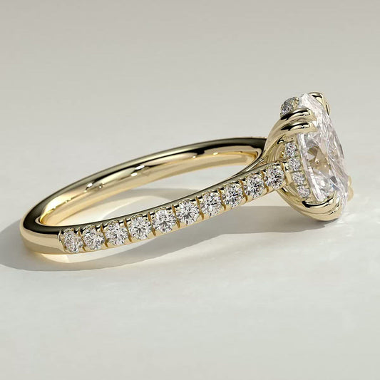 2 CT Oval Pave Moissanite Engagement Ring