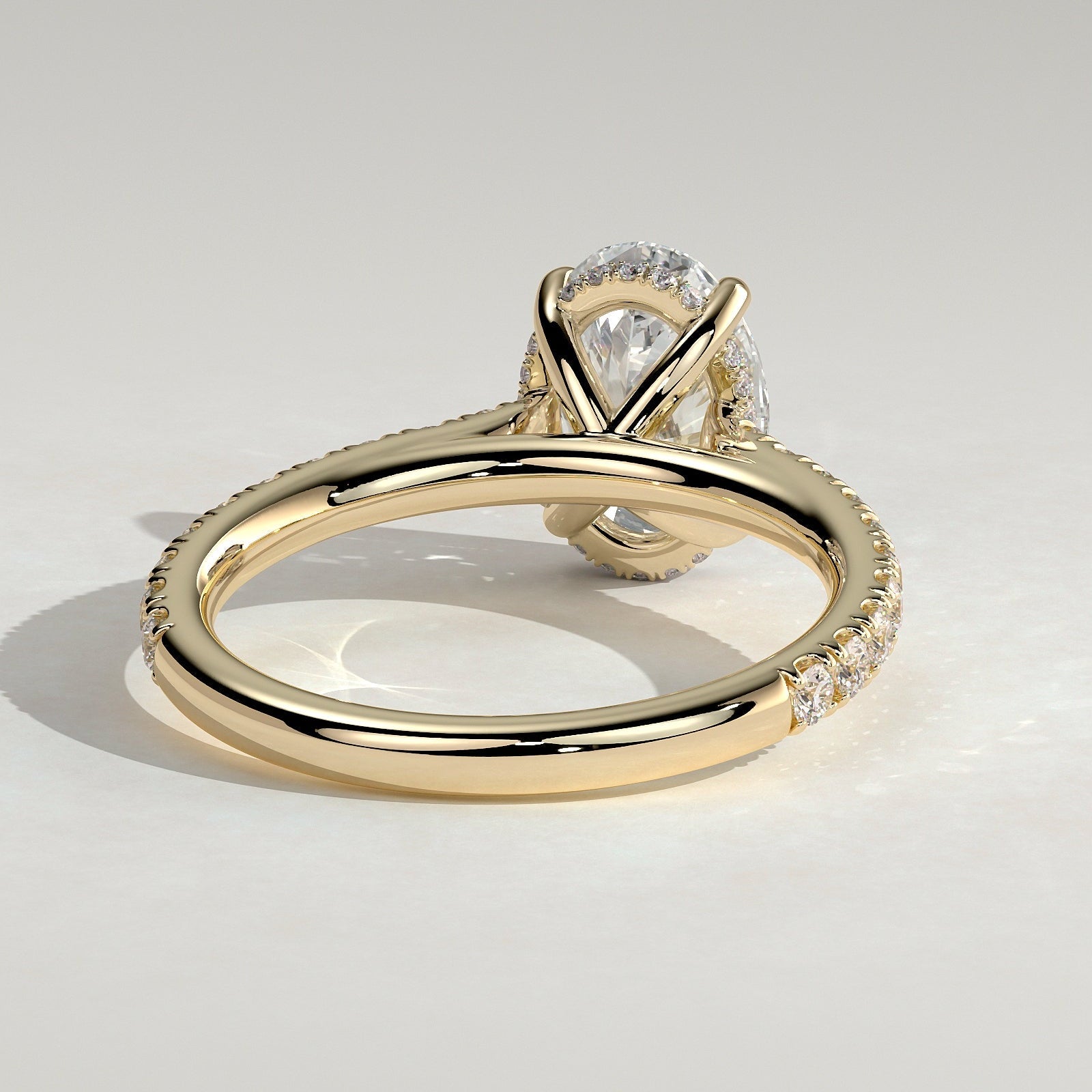 2 CT Oval Hidden Halo & Pave Moissanite Engagement Ring