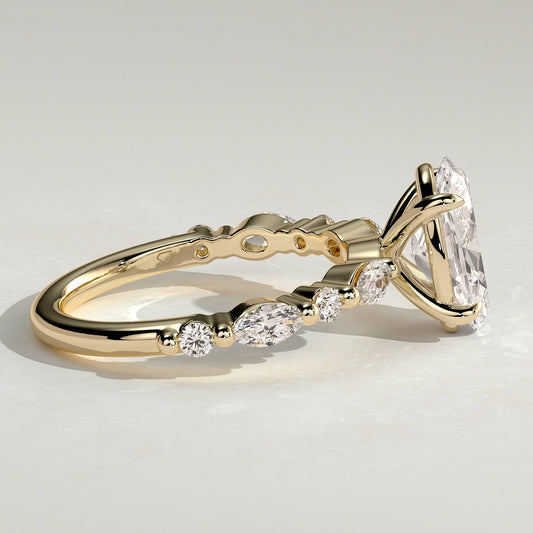 2 CT Oval Cluster Moissanite Engagement Ring