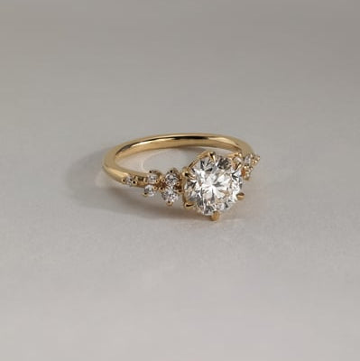 2 CT Round Cluster Moissanite Engagement Ring