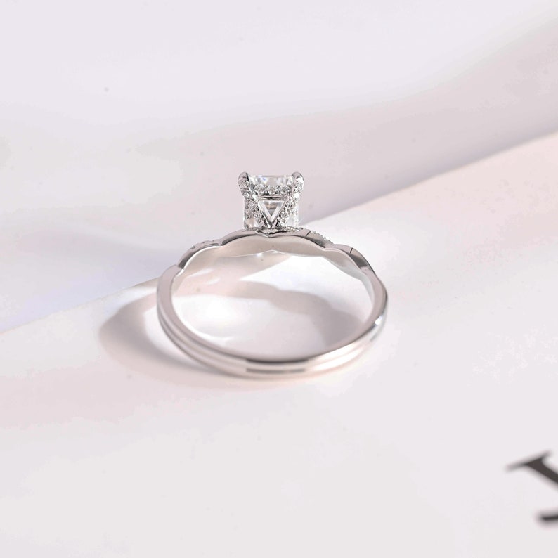 2.0 CT Emerald Twisted Pave Moissanite Engagement Ring