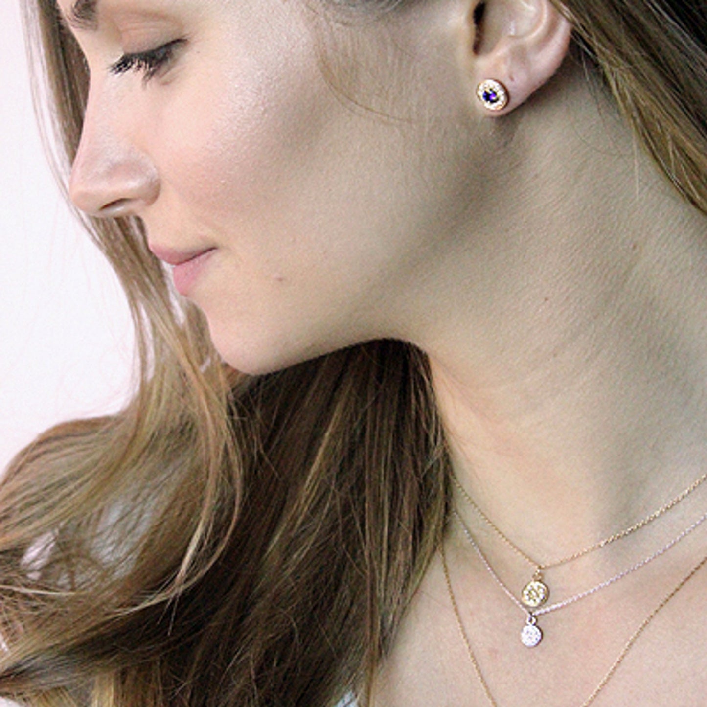 0.8 CT Round Shaped Moissanite Necklace In Multi Stone Design