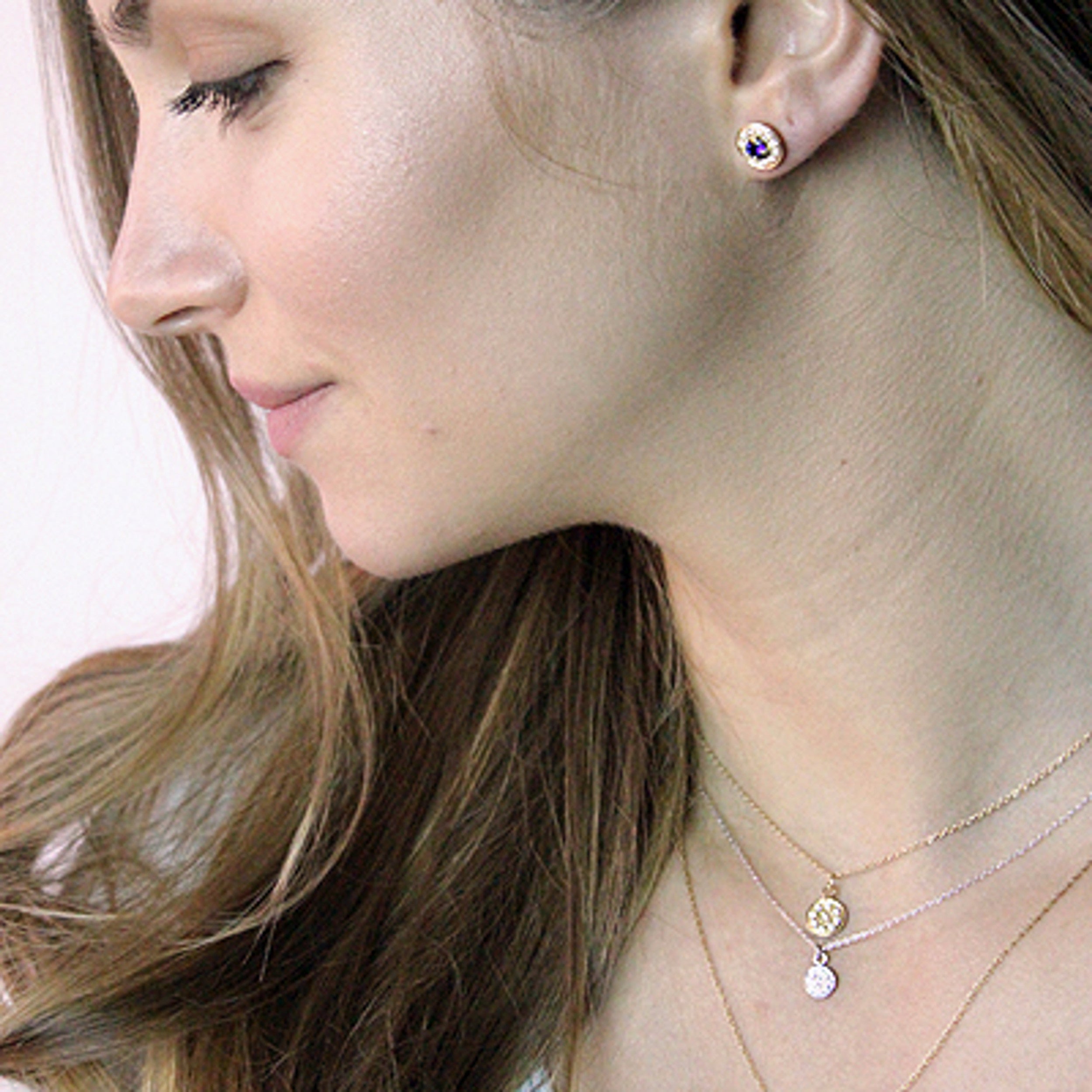 0.8 CT Round Shaped Moissanite Necklace In Multi Stone Design