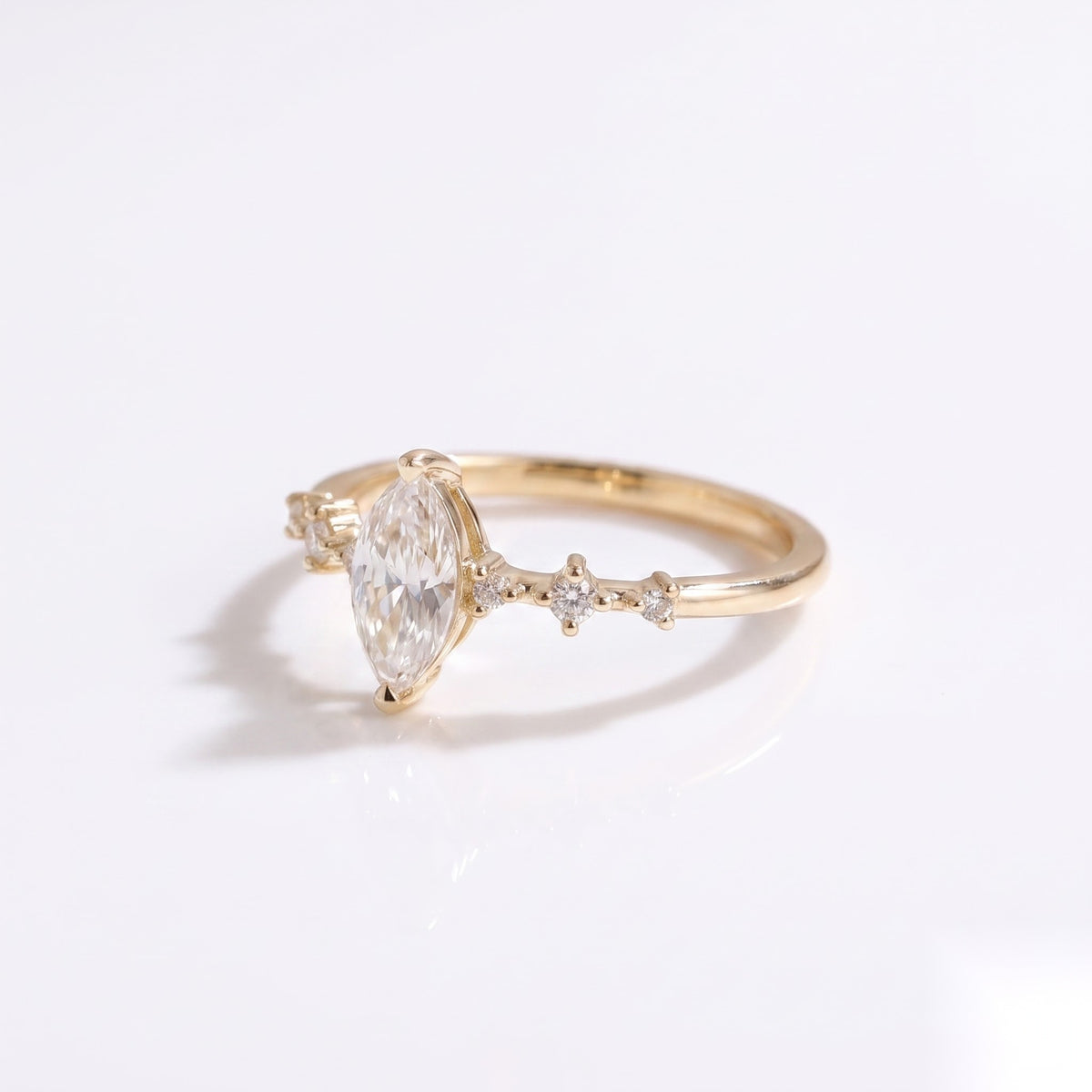 0.5 CT Marquise Dainty Pave Moissanite Engagement Ring