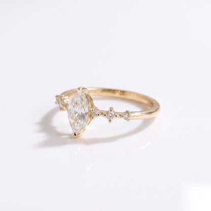0.5 CT Marquise Dainty Pave Moissanite Engagement Ring