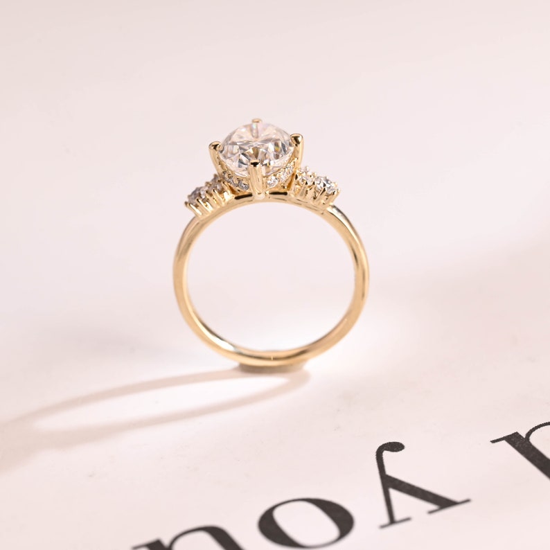 2.0 CT Oval Cluster Moissanite Engagement Ring