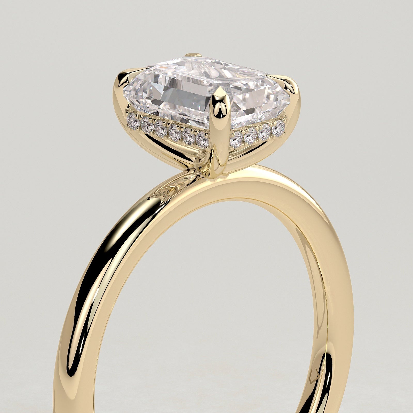 2 CT Emerald Hidden Halo Moissanite Engagement Ring