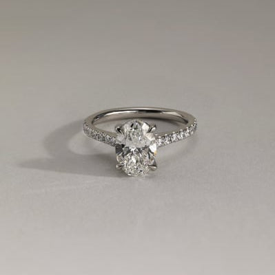 2 CT Oval Hidden Halo & Pave Moissanite Engagement Ring