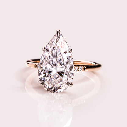 3.09 CT Pear Pave Moissanite Engagement Ring
