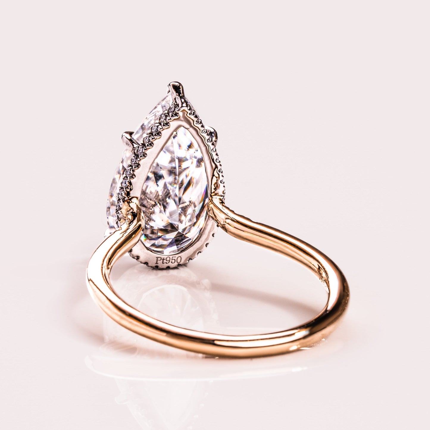 3.09 CT Pear Pave Moissanite Engagement Ring