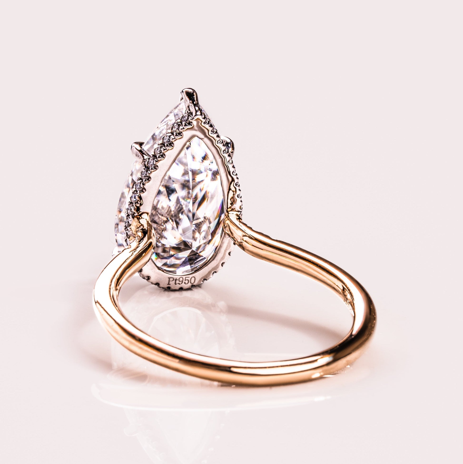 3.09 CT Pear Pave Moissanite Engagement Ring