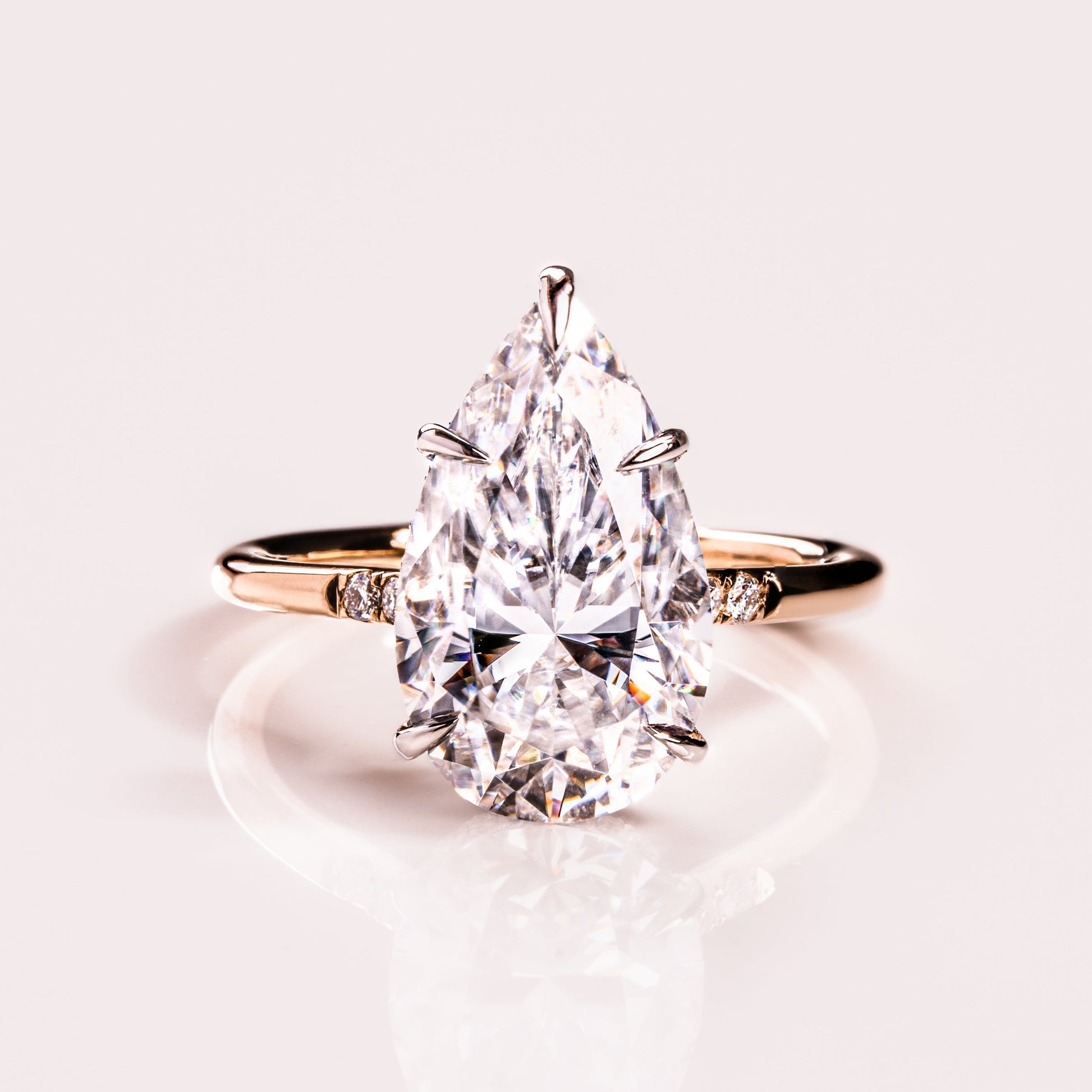 3.09 CT Pear Pave Moissanite Engagement Ring