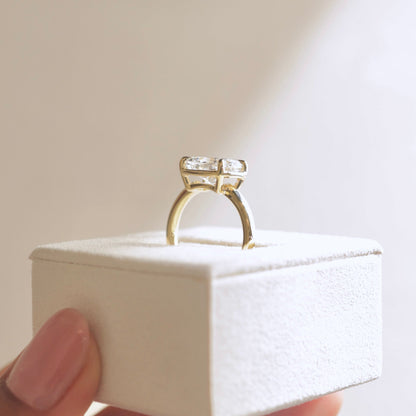 2 CT Elongated Cushion Solitaire Moissanite Engagement Ring