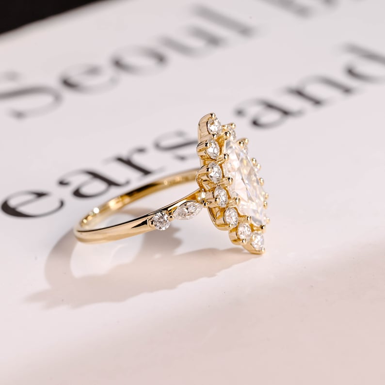 2.0 CT Marquise Pave Moissanite Engagement Ring