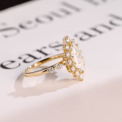 2.0 CT Marquise Pave Moissanite Engagement Ring