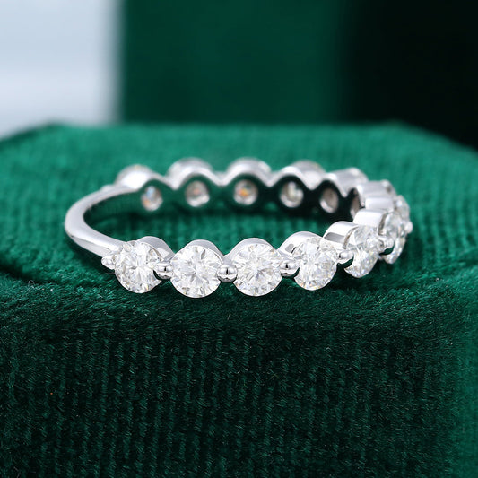 0.583 TCW Round Half Eternity Moissanite Wedding Band