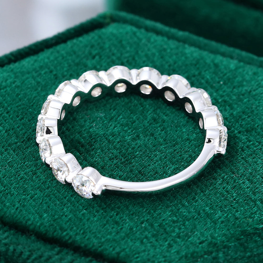 0.583 TCW Round Half Eternity Moissanite Wedding Band